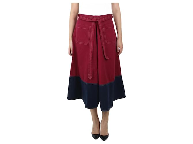 Marni Red belted two-tone skirt - size IT 42  ref.1007323