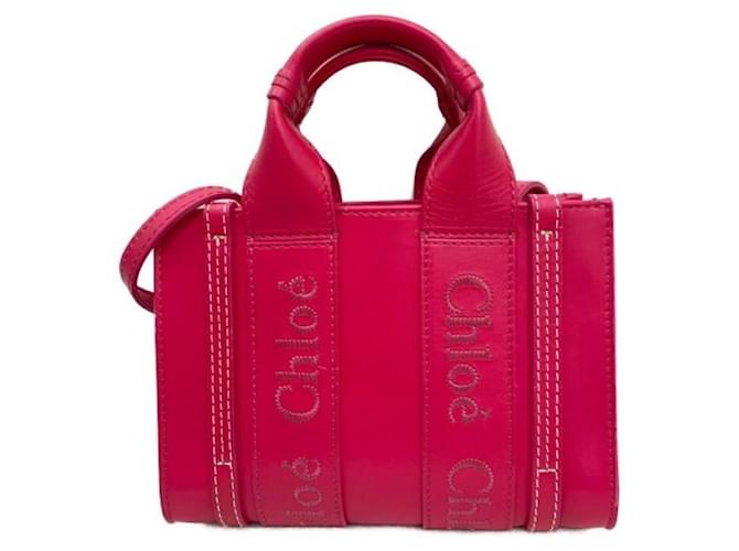 Chloé ***Chloe Woody Mini-Einkaufstasche Pink Kalbähnliches Kalb  ref.1007442