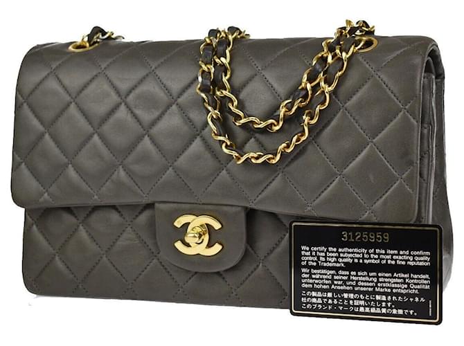 Classique Chanel Timeless Cuir Gris  ref.1007508