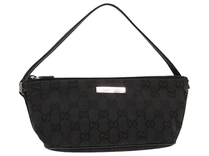 Gucci GG Black Monogram Leather Pochette Crossbody Bag