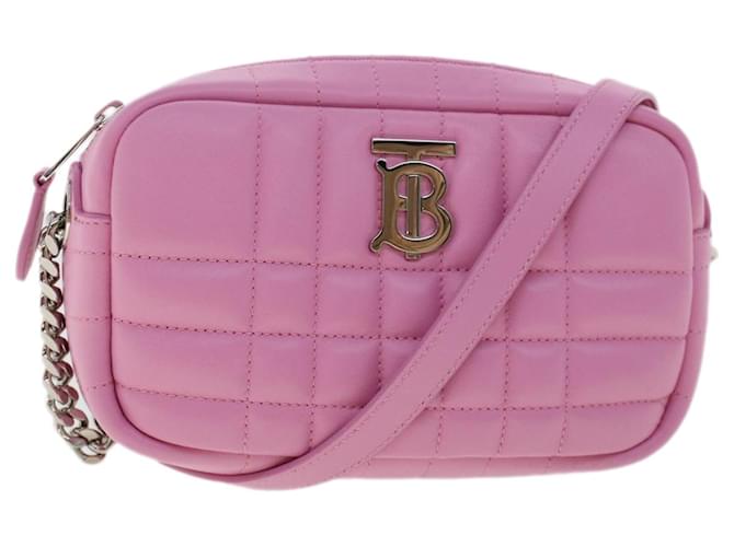 BURBERRY LOLA Quilted Chain Camera Shoulder Bag Leather Pink Auth yk7876  ref.1007692