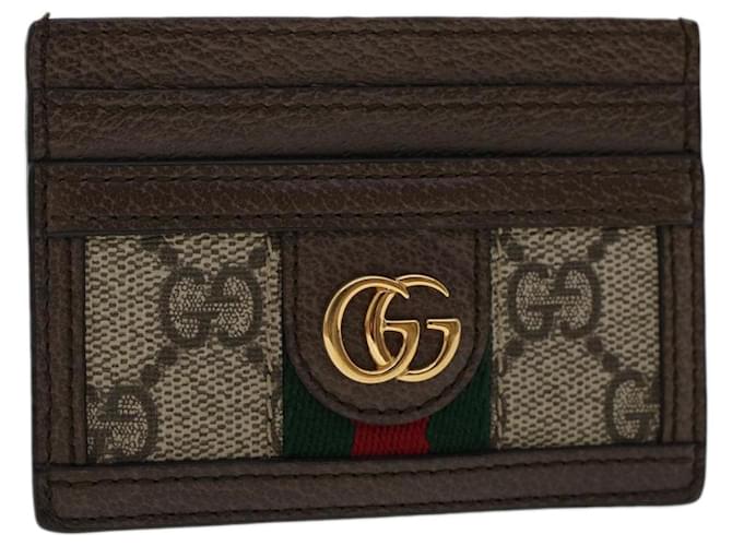 GUCCI GG Marmont Web Sherry Line Ofidia Card Case PVC Leather Beige Auth yk7870 Red Green  ref.1007710