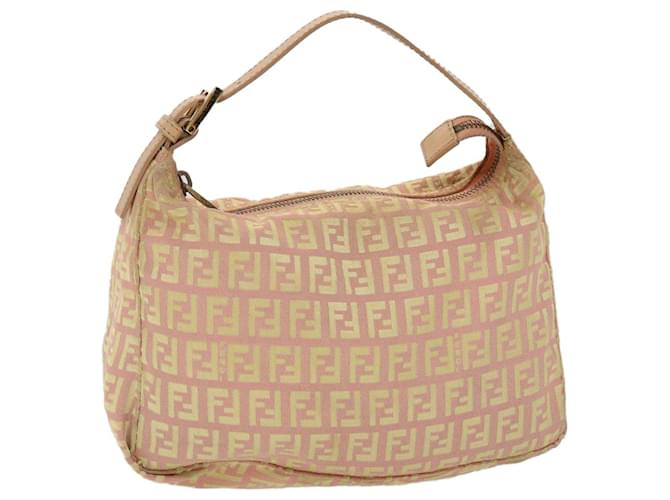FENDI Zucchino Canvas Hand Bag Pink Gold Auth fm2528 Golden Cloth  ref.1007724