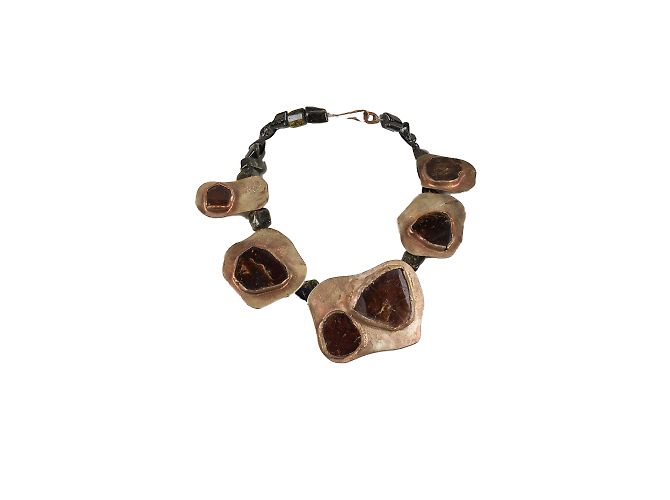 Autre Marque Collar antiguo de cristal y metal Colección Privée Bronce