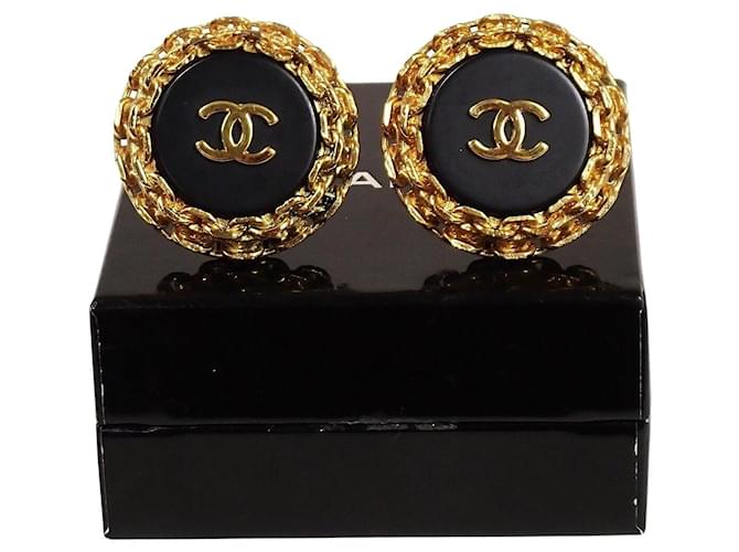 Chanel CC Square Clip on Earrings 29 Vintage Gold