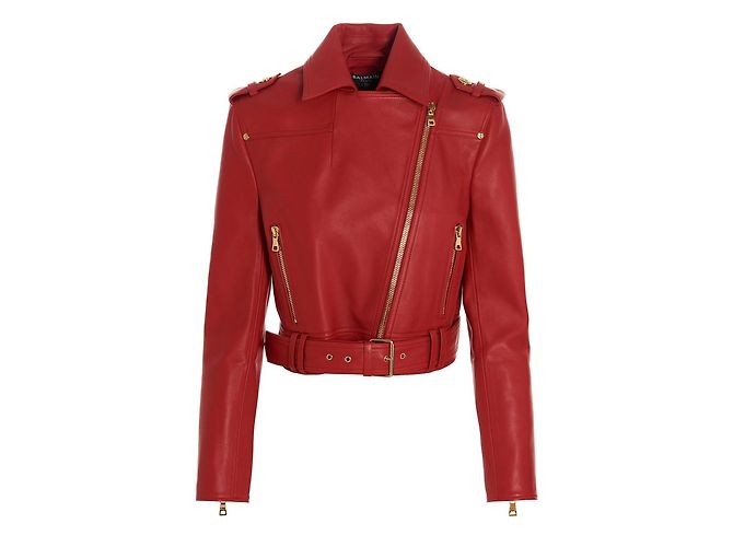 Balmain Red Lambskin Jacket