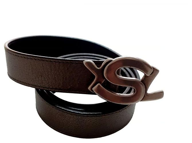 Yves Saint Laurent Leather Belt Grey 