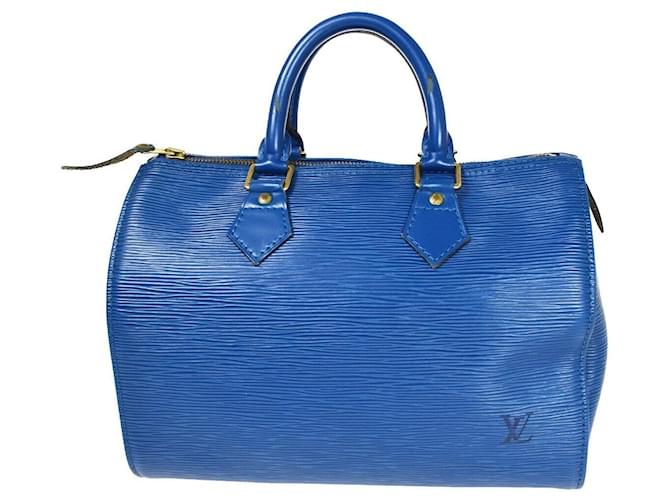 Louis Vuitton Speedy 25 Azul Cuero  ref.1007898