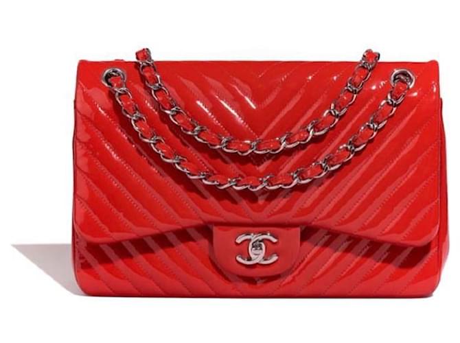 Chanel Red Patent Leather Card Holder 