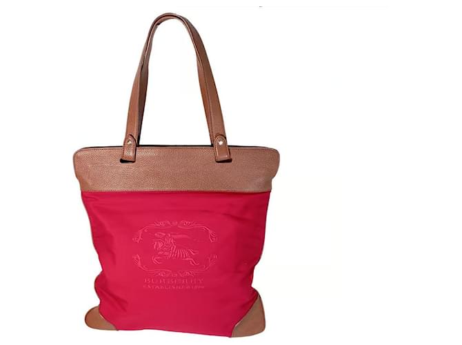 Burberry Totes Red Beige Cloth  ref.1008130