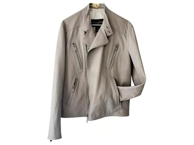 Louis Vuitton Coats, Outerwear Grey Leather  ref.1008131