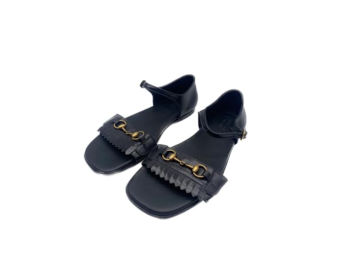 GUCCI Sandales T.US 9 Cuir Noir  ref.1008246