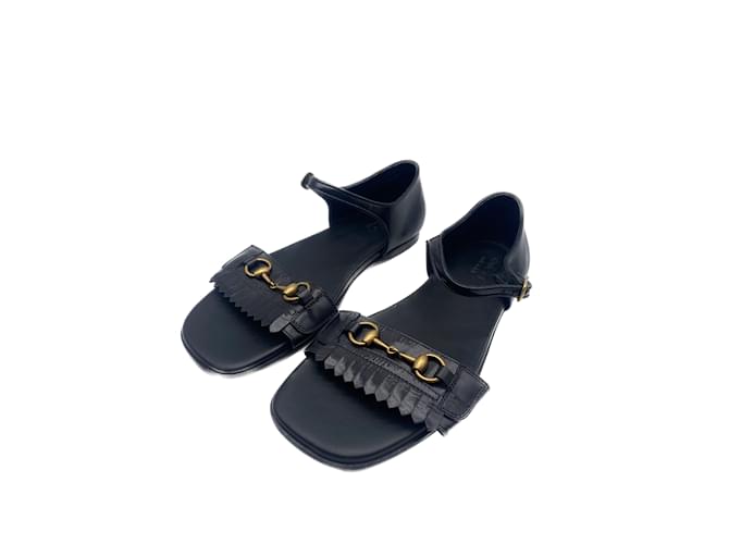 GUCCI  Sandals T.US 9 leather Black  ref.1008246