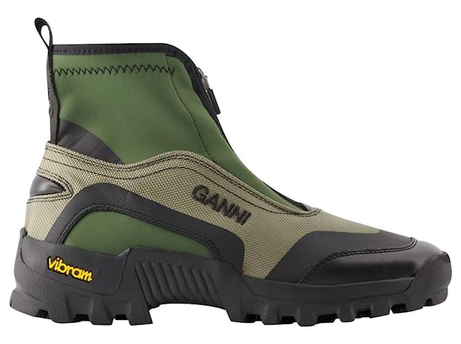 Performance High Sneakers - Ganni - Polyester - Khaki Green  ref.1008628