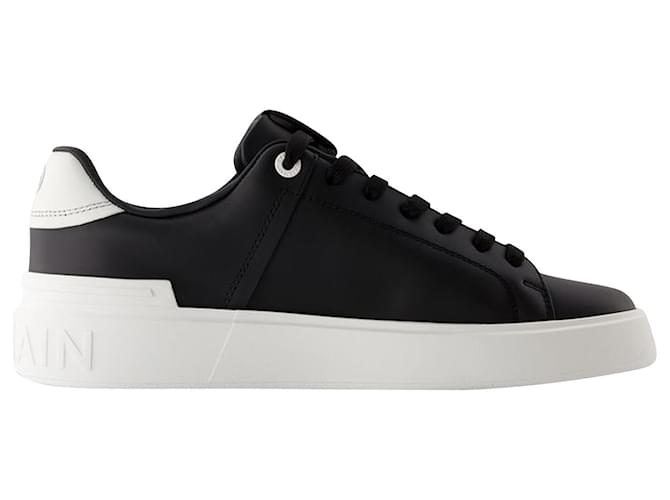 B Court Sneakers - Balmain - Leather - Black  ref.1008754