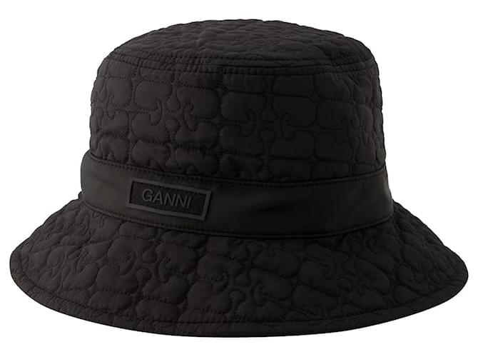 Quilted Tech Bucket Hat - Ganni - Synthetic - Black  ref.1008779