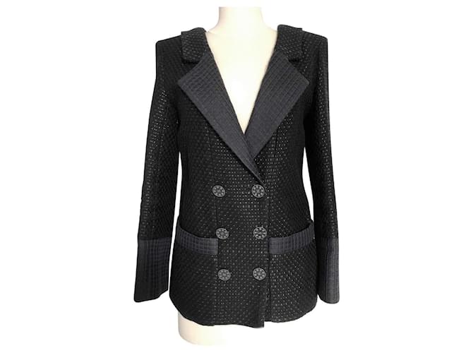 Chanel CC Buttons Paris/ Seoul Black Tweed Jacket  ref.1009673
