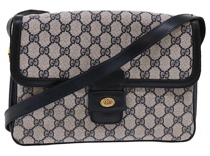 GUCCI GG Canvas Shoulder Bag PVC Leather Navy Auth yk7925 Navy blue  ref.1009824