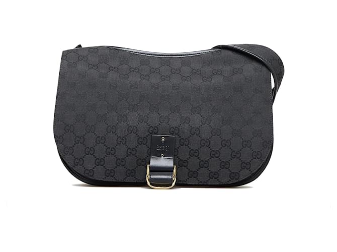 Gucci Black Leather Vintage Flap Shoulder Bag