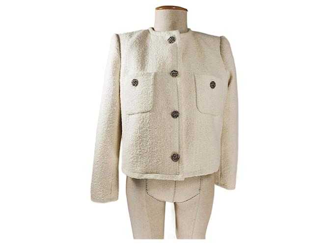 Ba&Sh Jackets White Cotton Polyester Wool Polyamide Acrylic  ref.971404