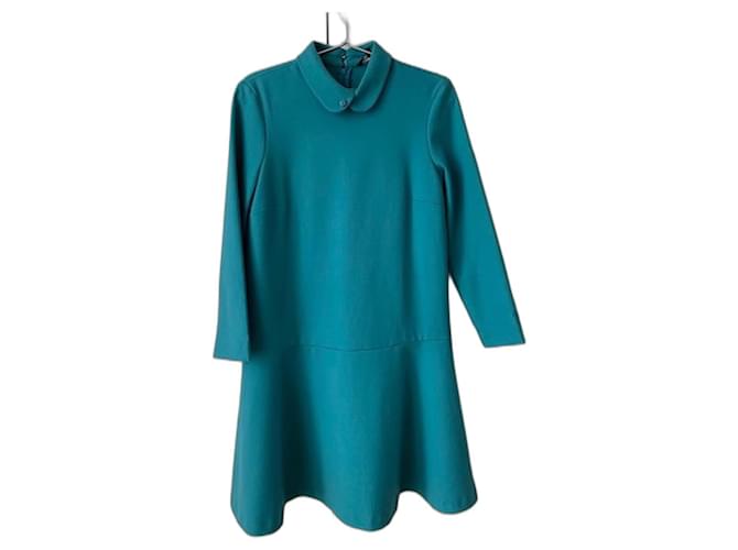 Tara Jarmon Robes Polyester Viscose Elasthane Turquoise  ref.972089