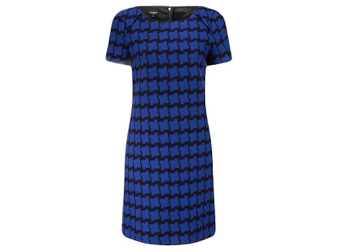 Hobbs vestido feminino Damara azul preto grande de lã houndstooth bolsos laterais Reino Unido 12 Poliamida Acrílico  ref.972092