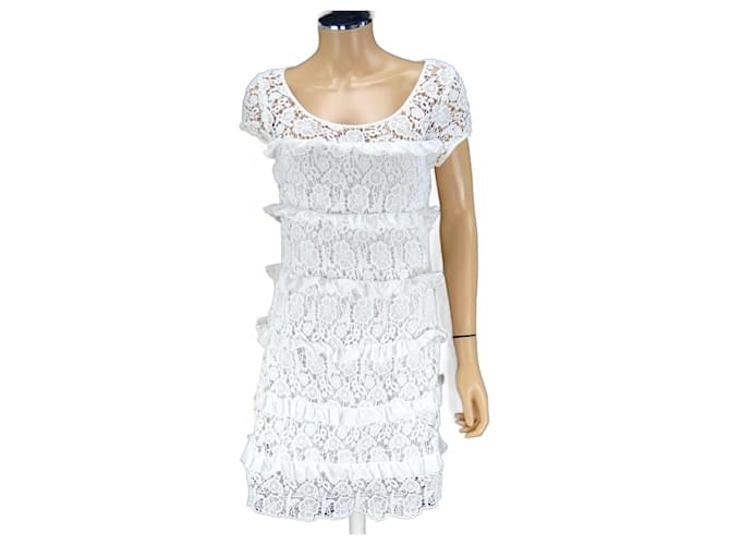 Diane Von Furstenberg Vestido de encaje de crochet DVF “Arcelia”. Blanco  ref.972252