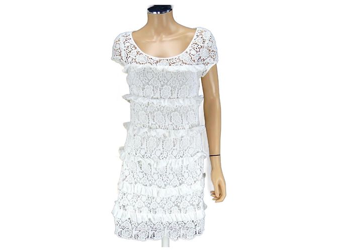 Diane Von Furstenberg DVF Häkelspitzenkleid „Arcelia“. Weiß