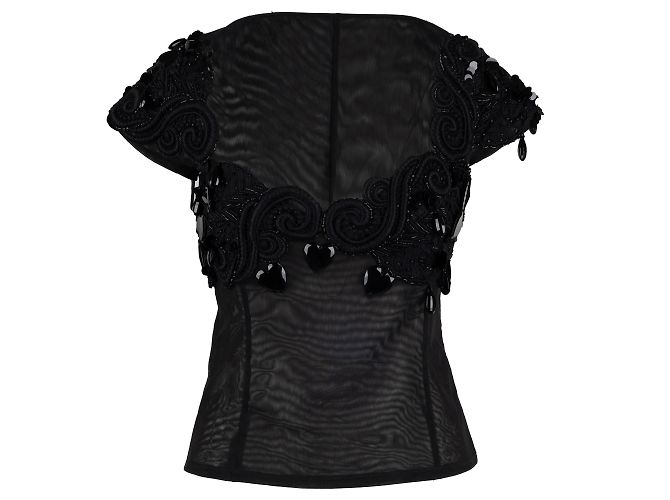Autre Marque Collection Privée Embellished Top Black