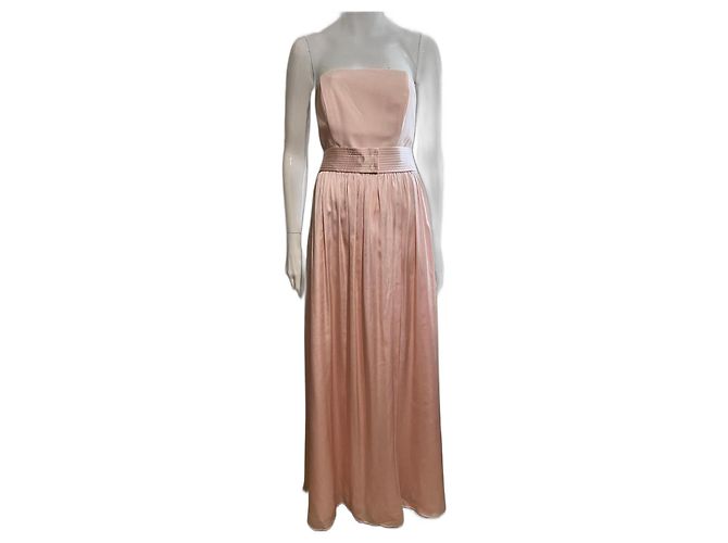 Trägerloses Abendkleid aus hellrosa Satin, Vera Wang Weiß Pink