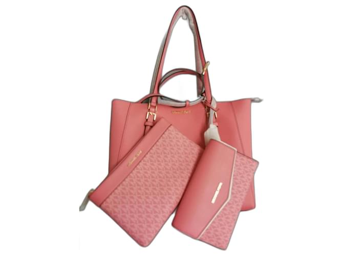 Michael Kors Handbags Pink Gold hardware Leather Cloth  ref.972316
