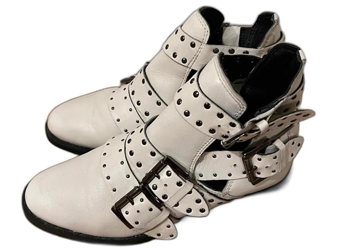 Topshop botas de tornozelo Branco Couro  ref.972339