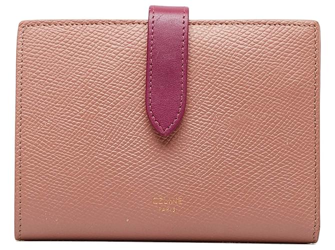 Celine Beige/Pink Leather Large Multifunction Strap Wallet Celine