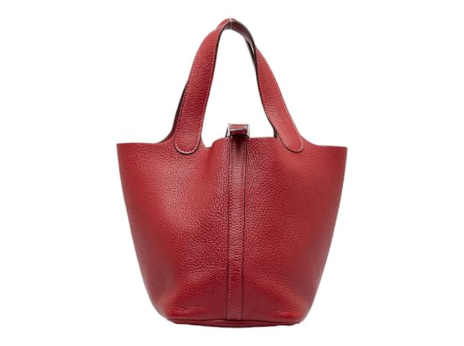 Hermès Hermes Red Clemence Picotin GM Leather Pony-style calfskin