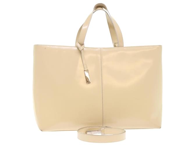 GUCCI Hand Bag Patent leather 2way Beige 002-2113-0476 Auth ar9776  ref.972775