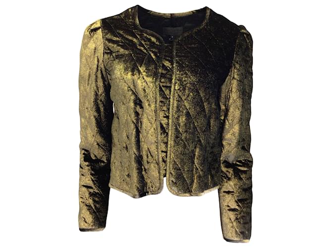 Nili Lotan Nili Loton Vienna Gold Metallic Quilted Lurex Velvet Jacket Golden  ref.973008