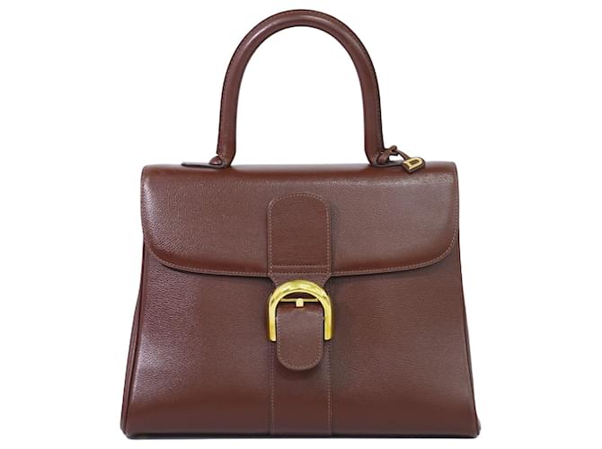 HANDBAG DELVAUX BRILLANT MM BANDOULIERE LEATHER & BROWN OSTRICH