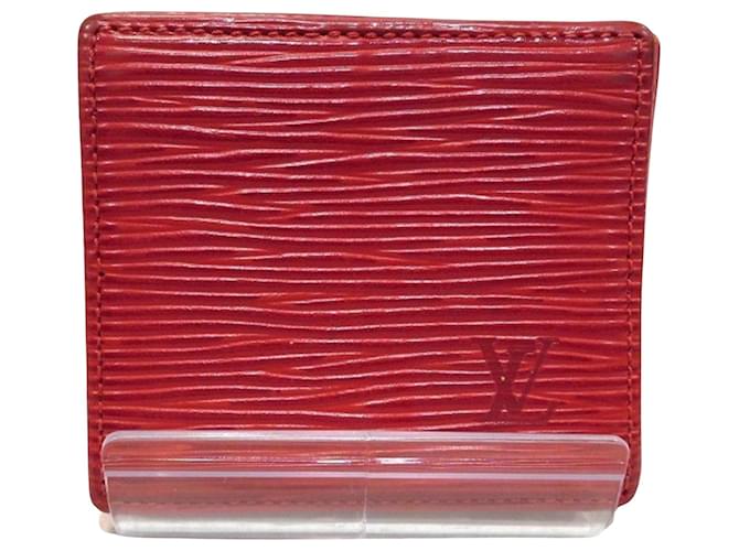 Louis Vuitton Porte-monnaie Rot Leder  ref.974516