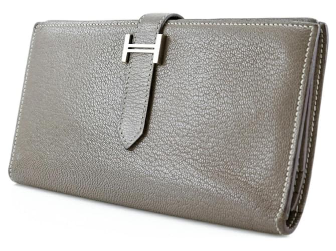 Hermès Béarn Grey Leather  ref.975027