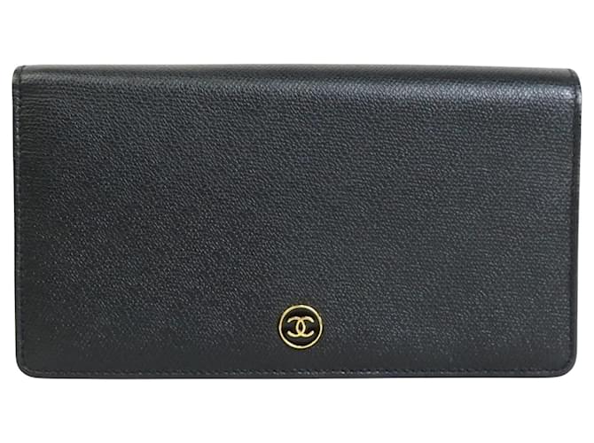 Timeless Chanel Coco button Black Leather  ref.975452
