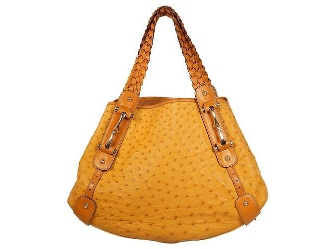 Stupenda borsa Gucci Pelham Struzzo Cammello