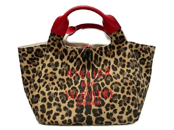 **** Bolsa VALENTINO GARAVANI Atelier bege com estampa de leopardo  ref.975682