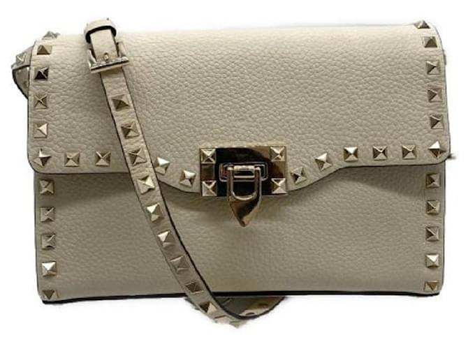 ****VALENTINO GARAVANI Weiße Rockstud Kleine Umhängetasche Leder  ref.975686