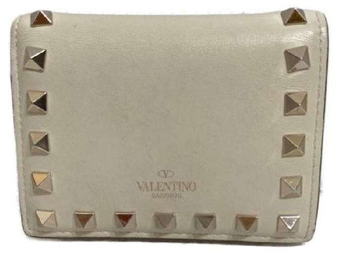 ****VALENTINO GARAVANI White Rockstud Bifold Wallet Leather  ref.975691