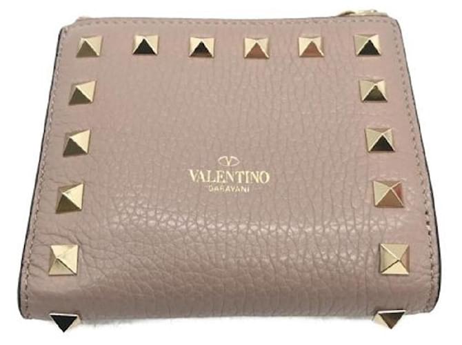 ****VALENTINO GARAVANI Beige Studded Bifold Wallet Leather  ref.975709