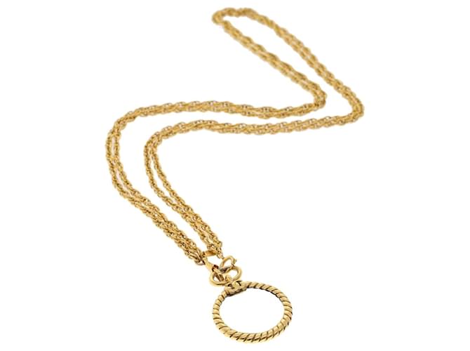 CHANEL Magnifying Glass Chain Necklace Metal Gold Tone CC Auth ar9782  ref.975747
