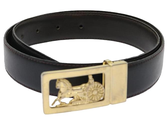 Céline CELINE Horse Carriage Belt Leather 28""-32.3"" Black Auth ar9780  ref.975751