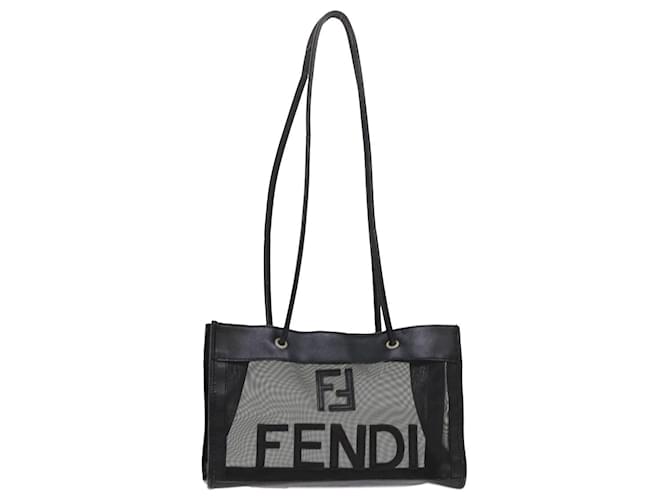 FENDI Mesh Shoulder Bag Leather Black 228 259645 059 Auth ar9744 ref.975782 Joli Closet