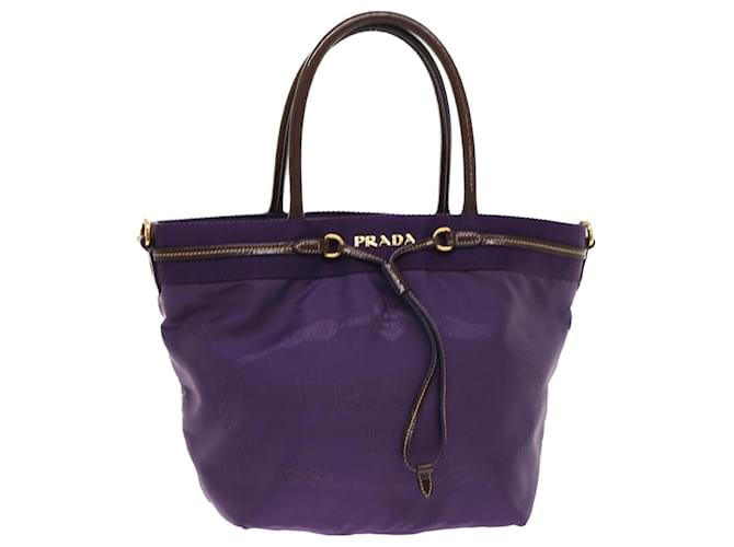 PRADA Hand Bag Nylon Purple Auth bs6400  ref.975822