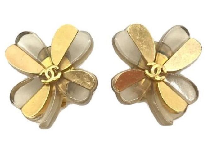 ***CHANEL Vintage-Ohrringe mit Blumen-Coco-Mark Golden